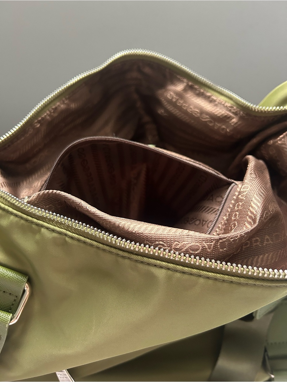 Prada Tessuto nylon shoulder tote bag in Olive Green color. ONLY USED ONCE. - Picture 12 of 14